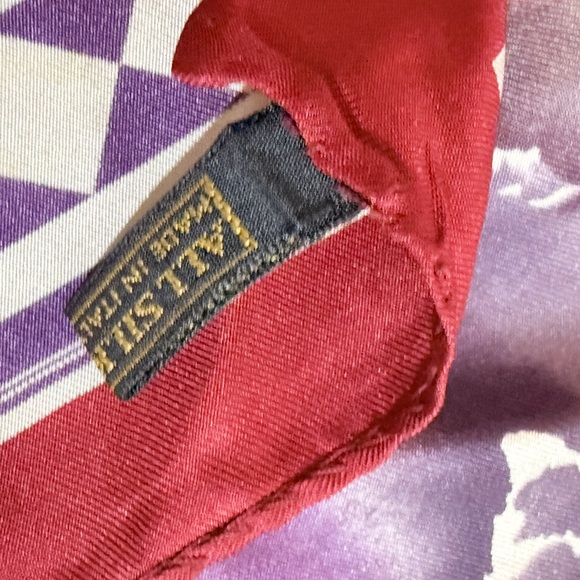 Floral Red and Purple Silk Scarf by Paloma Picasso - Picture 12 of 14